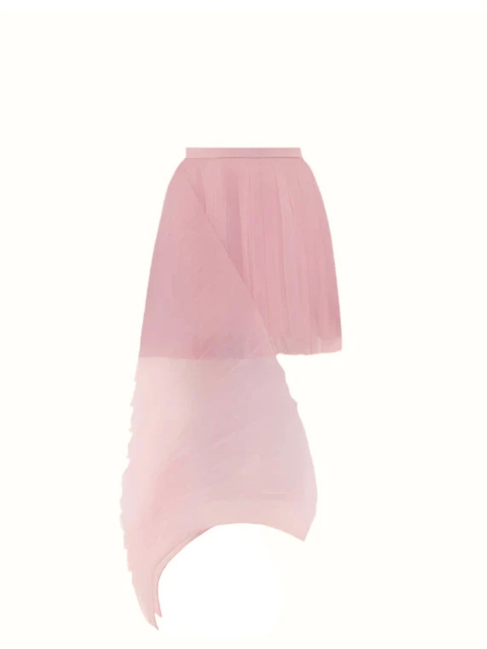 Andrea Iyamah Blush Pink High-Low Layered Tulle Skirt